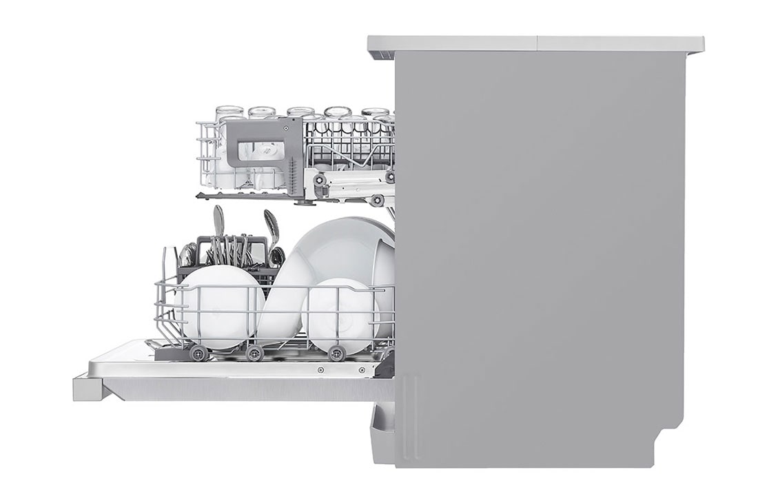 LG Lavavajillas LG QuadWash™ Libre de Empotre, Top perspective door open emoty view, LFDFD4441T, thumbnail 10