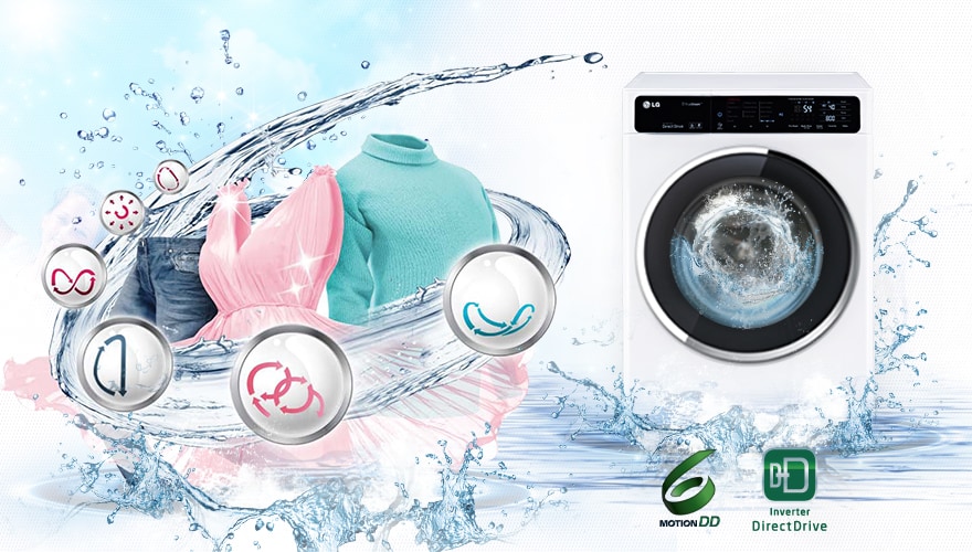 6 Motion DD™ (carga frontal) 6 movimientos que simulan el lavado a mano