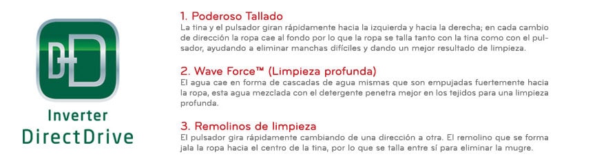 SISTEMA DE LAVADO LG DIRECT DRIVE 3 FUERZAS DE LAVADO