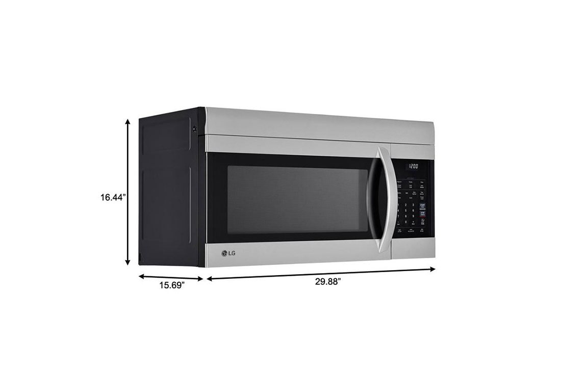 LG Microondas con extractor de 1.7p³ Over-the-Range con EasyClean®, LEFT PERSPECTIVE DIMENSION VIEW, LMV1764ST, thumbnail 4