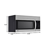 LG Microondas con extractor de 1.7p³ Over-the-Range con EasyClean®, LEFT PERSPECTIVE DIMENSION VIEW, LMV1764ST, thumbnail 4