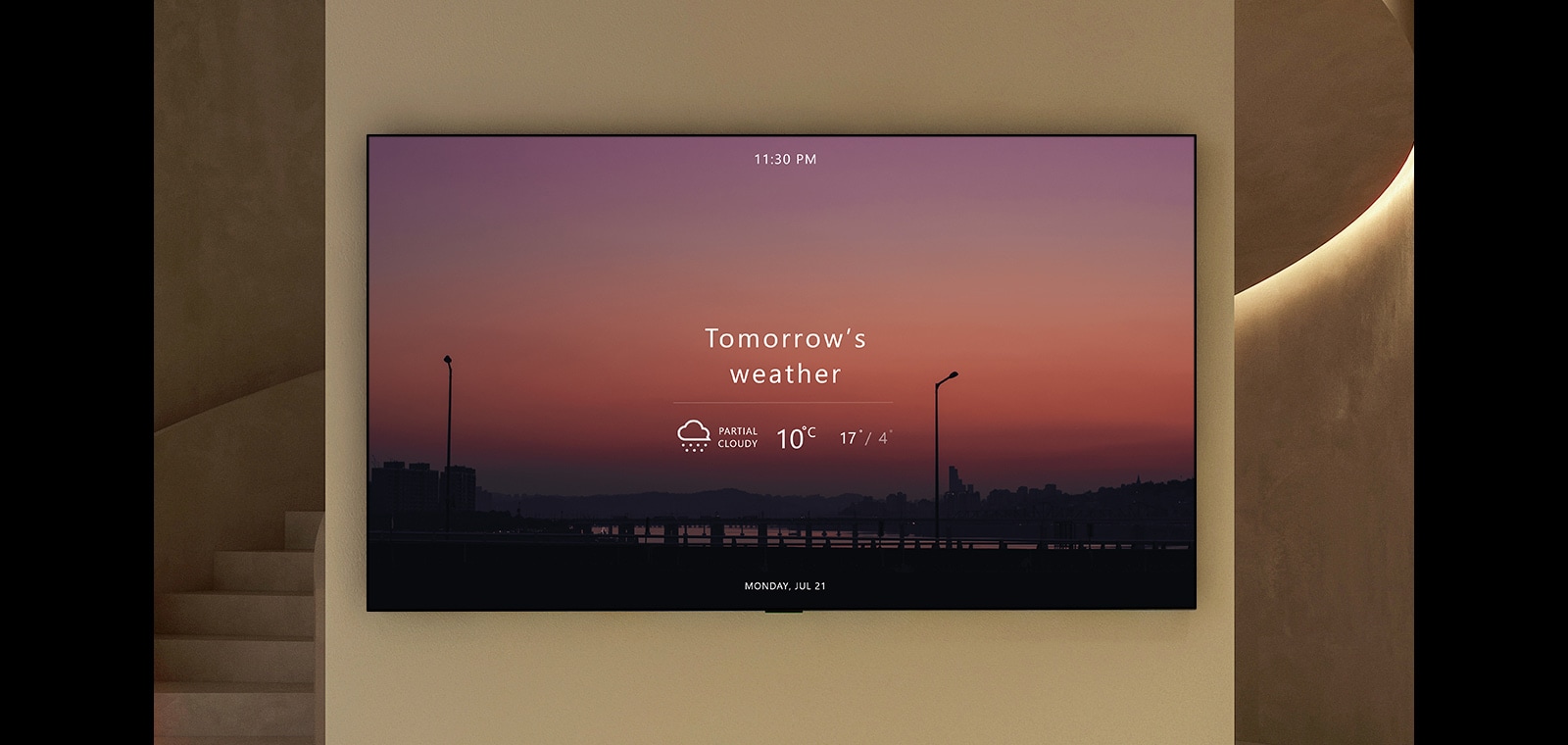 Una pantalla de televisión muestra el tiempo de mañana.
