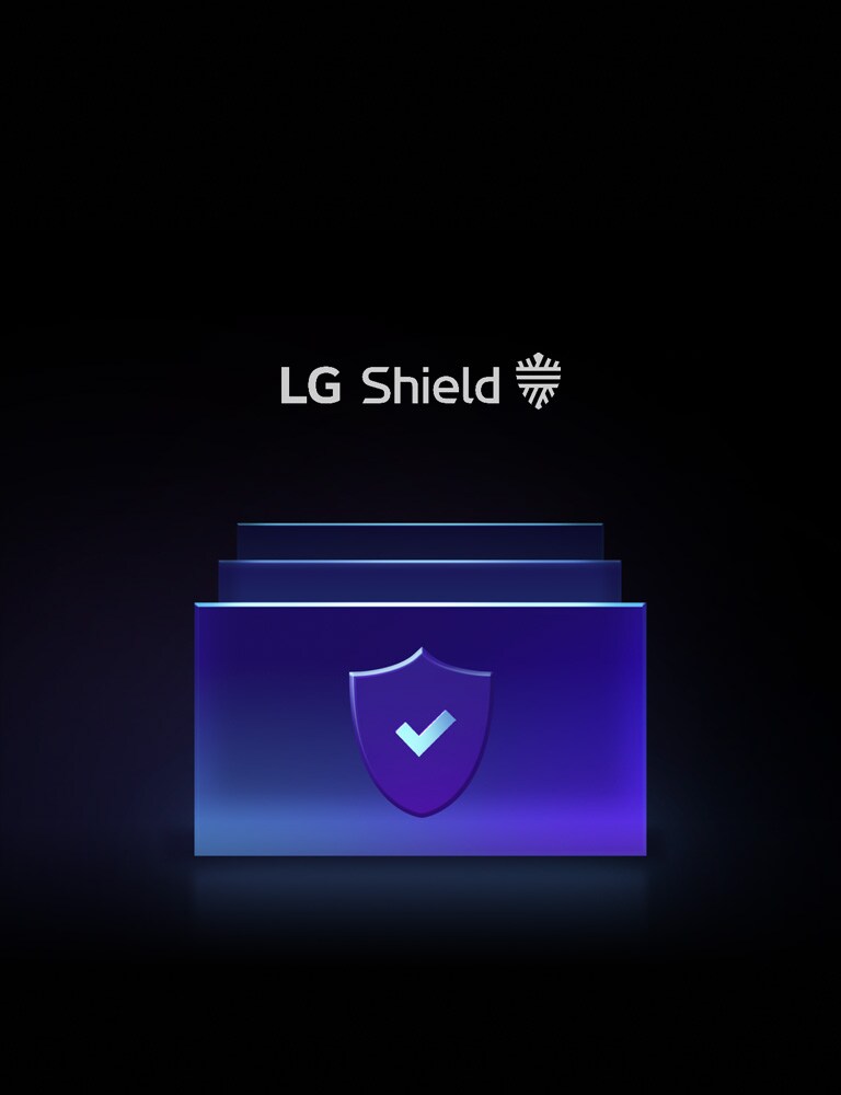 Capas de iconos apilados con escudo y marca de verificación en el frente para mostrar los niveles de seguridad. 