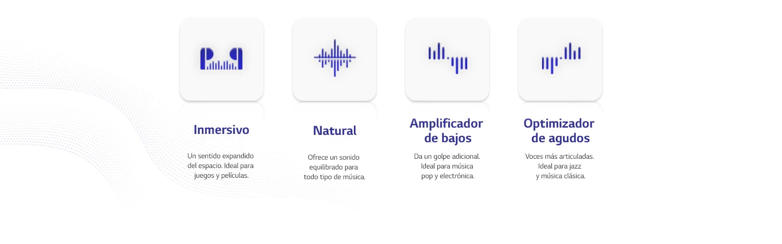 Hay 4 pictogramas del modo de EQ Meridian.