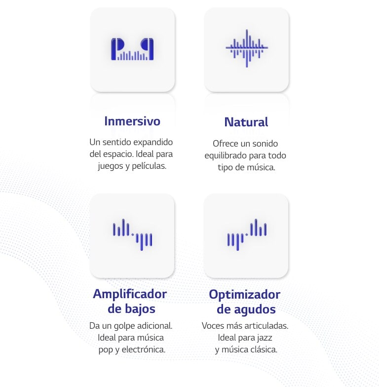 Hay 4 pictogramas del modo de EQ Meridian.