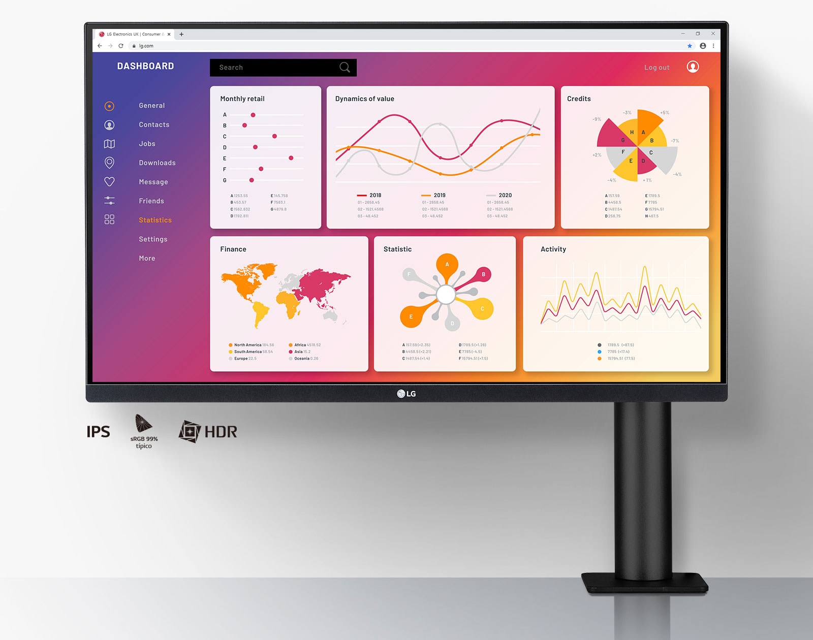 Pantalla IPS QHD de 27": Calidad de imagen impresionante, pantalla QHD IPS de 27 pulgadas, sRGB, HDR10