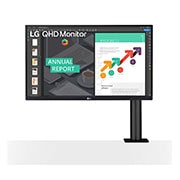 LG Monitor QHD Ergo IPS de 27'' con USB Tipo-C™, Vista frontal del brazo del monitor a la derecha, 27QN880-B, thumbnail 1