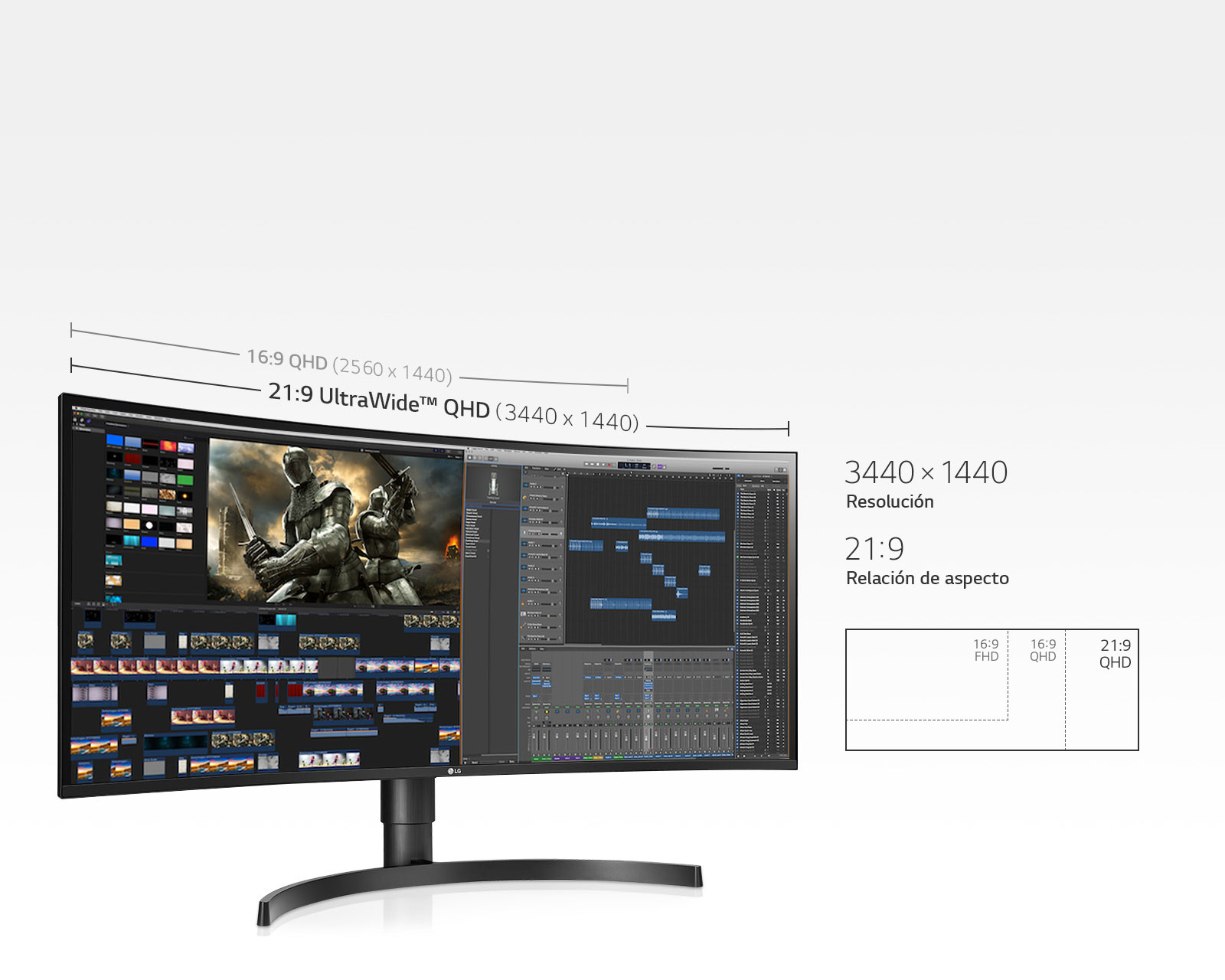 Monitor Curvo UltraWide® de 34 pulgadas, Pantalla IPS 21:9 con resolución  3440 x 1440