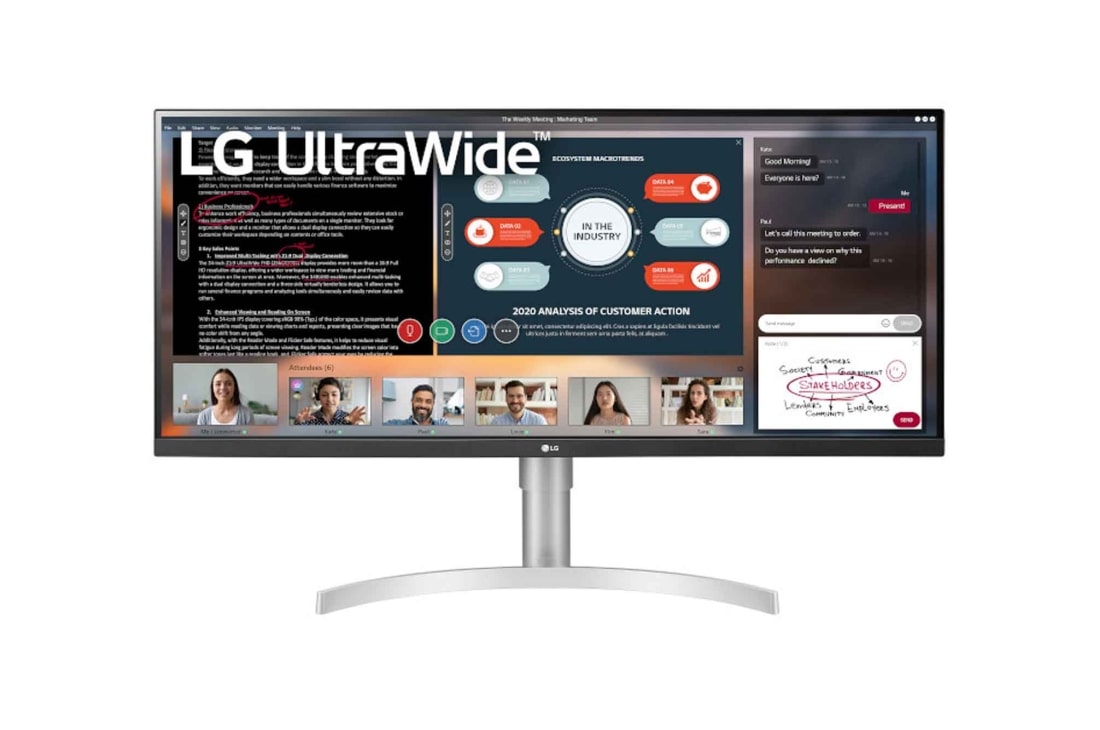 LG Monitor UltraWide™ 34'' 21:9 IPS HDR WFHD, 34WN650-W
