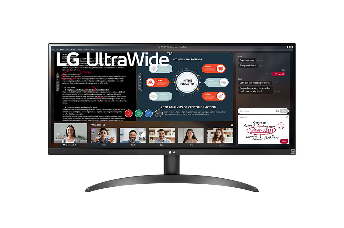 LG 29'' UltraWide™ Full HD IPS Monitor con AMD FreeSync™, vista frontal, 29WP500-B