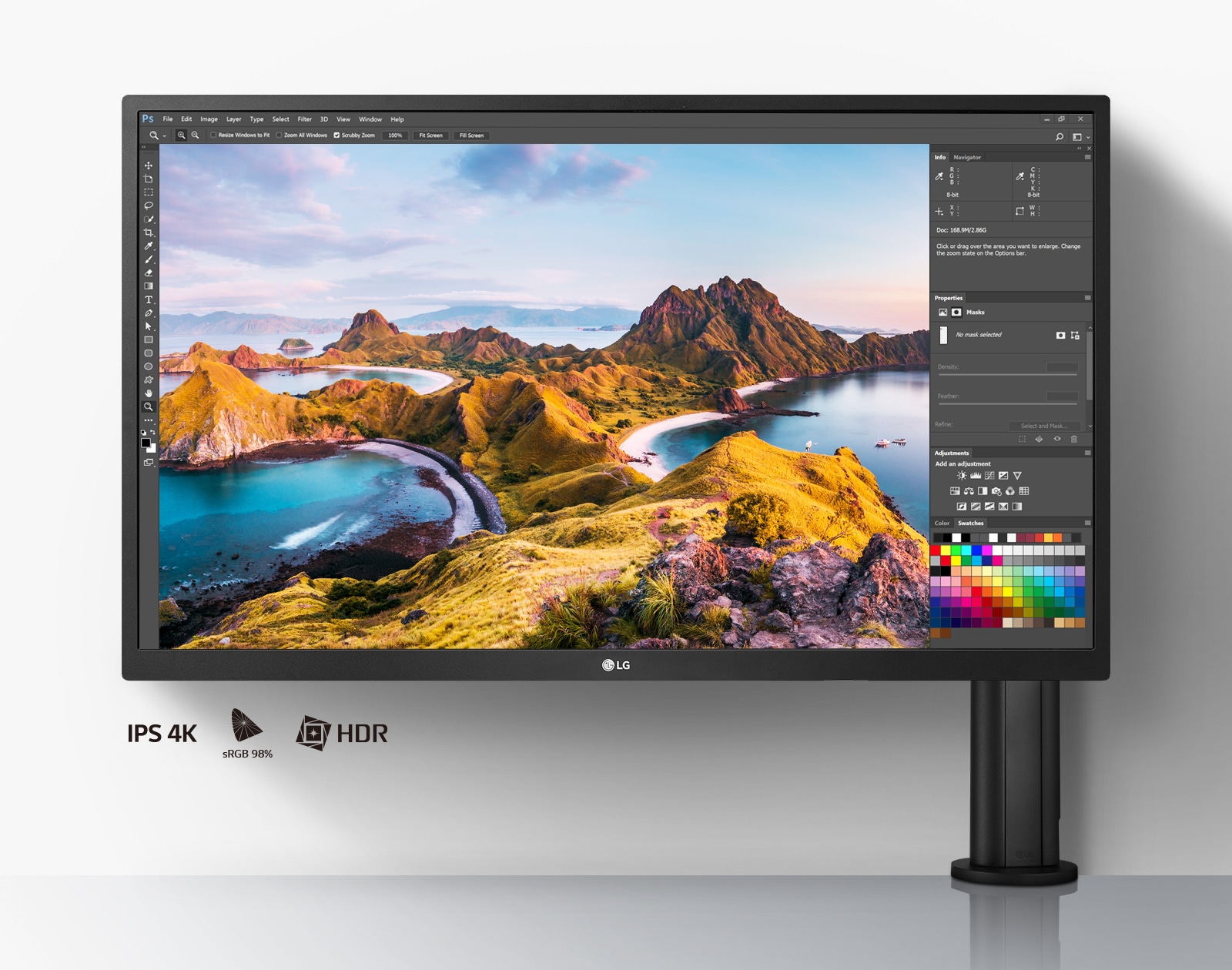 Pantalla IPS UHD 4K de 27”: Impresionante calidad de imagen, pantalla UHD 4K IPS de 27 pulgadas, sRGB 98 % (típico), HDR10.