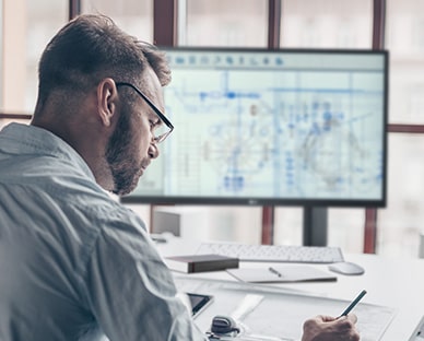 Escena de oficinista con Ergo