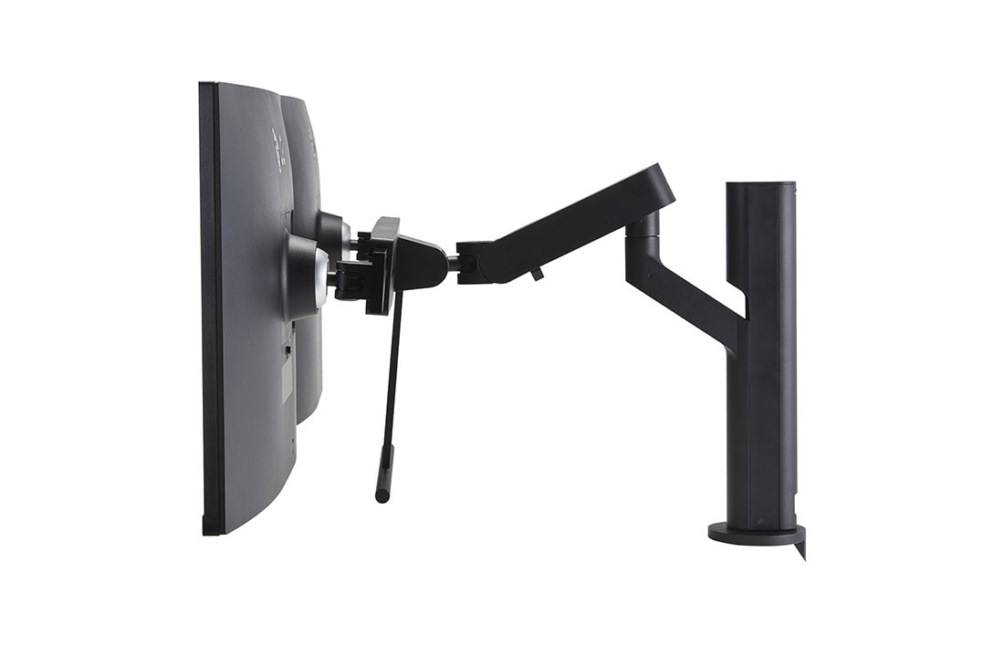 LG Monitor Ergo Dual QHD de 27 pulgadas con conexión en cadena, vista lateral con la altura del monitor ajustada hacia abajo, 27QP88D-B, thumbnail 7