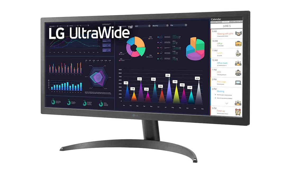 LG 26” UltraWide FHD HDR10 IPS Monitor with AMD FreeSync™, Vista lateral de +15 grados, 26WQ500-B, thumbnail 2