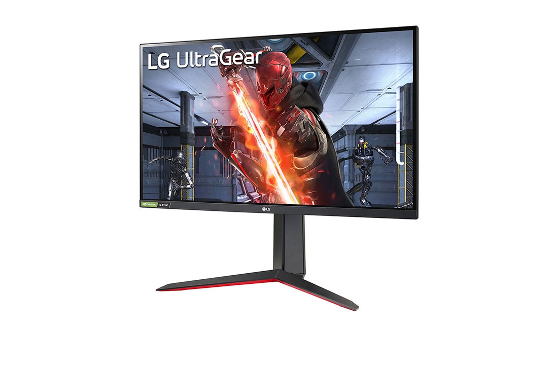 LG 27” UltraGear™ Full HD IPS 1ms (GtG) Gaming Monitor with NVIDIA® G-SYNC® Compatible, -15 degree side view, 27GN65R-B, thumbnail 2