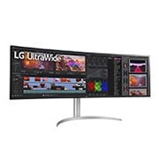 LG Monitor Dual QHD UltraWide™ de LG, vista de perspectiva, 49WQ95C-W, thumbnail 4