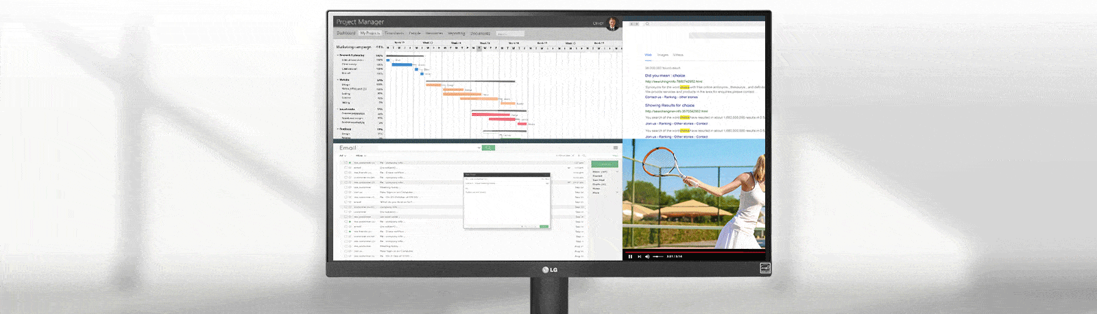 See more and do more on this  UltraWide™ Full HD (2560x1080) screen. With 33% more onscreen space in width than the FHD resolution (1920x1080) display, you can multitask effectively-without shifting through programs.