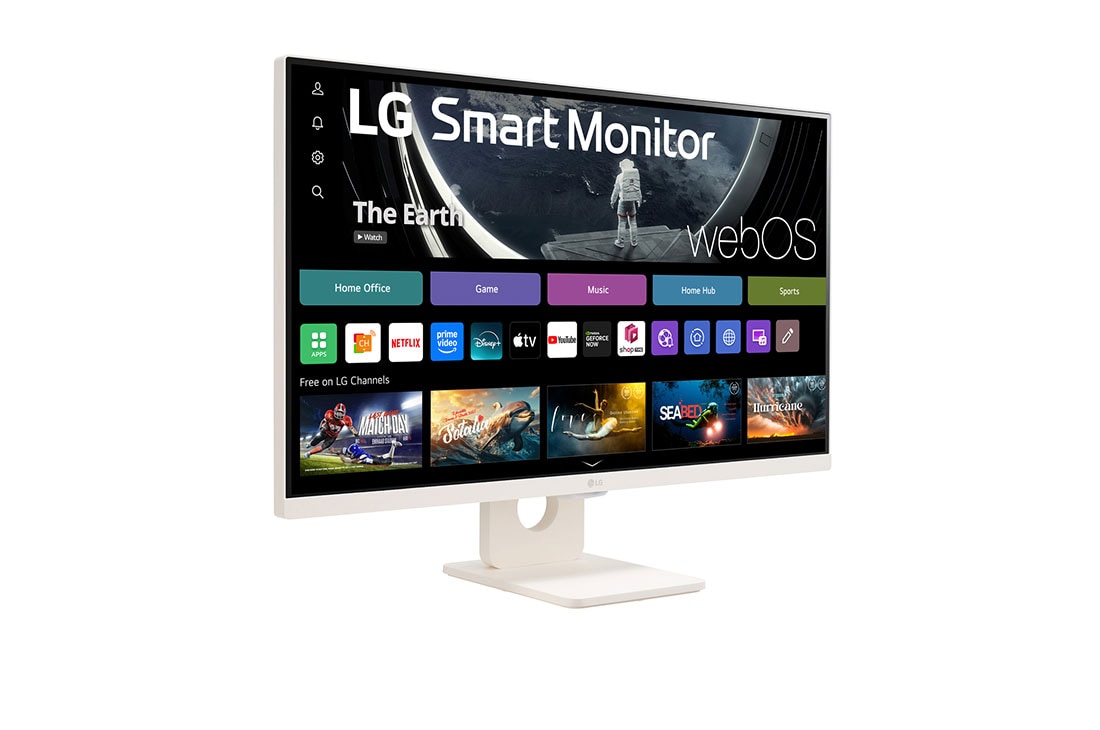 LG Monitor FHD IPS 27'' Smart Monitor con webOS AirPlay 2 ThinQ, side view, 27SR50F-W, thumbnail 5