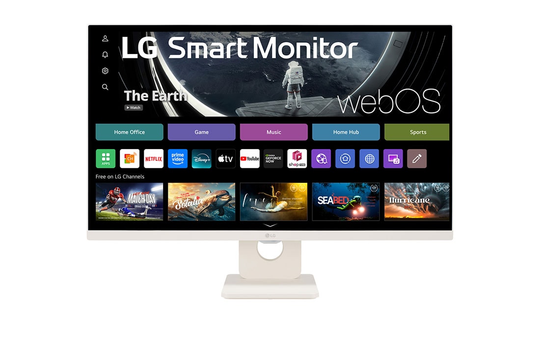 LG Monitor FHD IPS 27'' Smart Monitor con webOS AirPlay 2 ThinQ, front view, 27SR50F-W, thumbnail 2