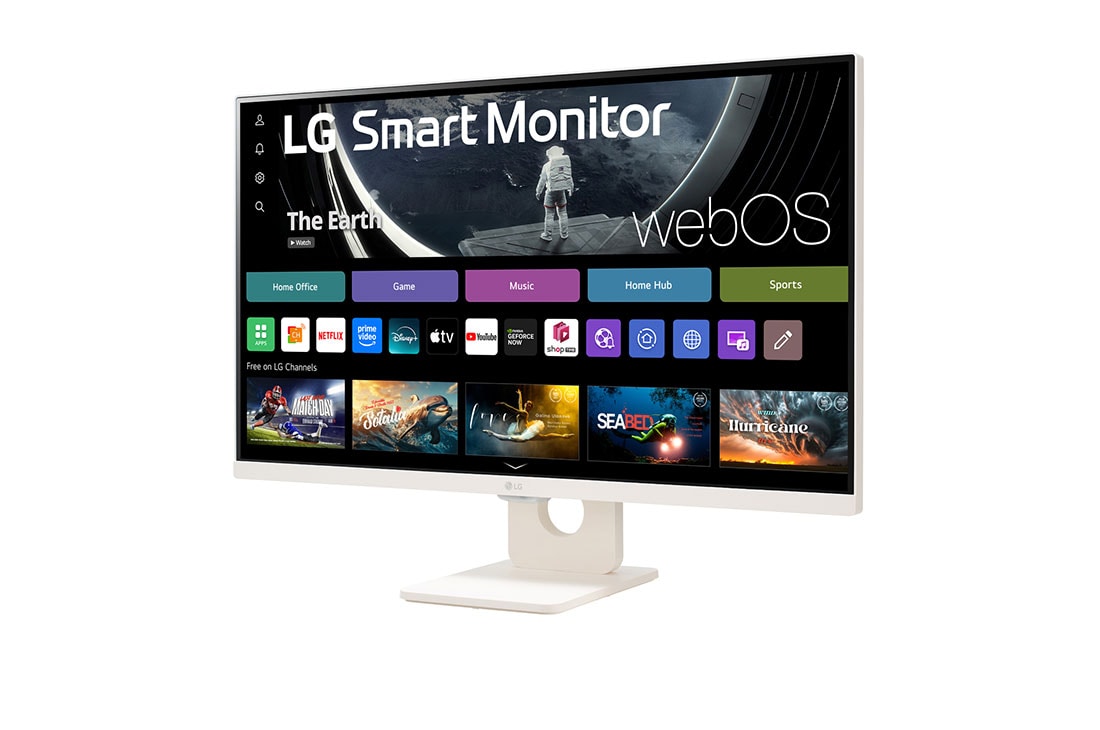 LG Monitor FHD IPS 27'' Smart Monitor con webOS AirPlay 2 ThinQ, side view, 27SR50F-W, thumbnail 3