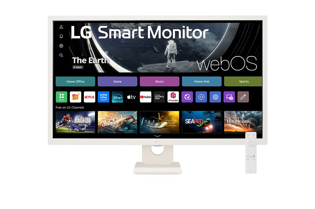 LG Monitor FHD IPS 32'' Smart Monitor con webOS AirPlay 2 ThinQ, front view, 32SR50F-W