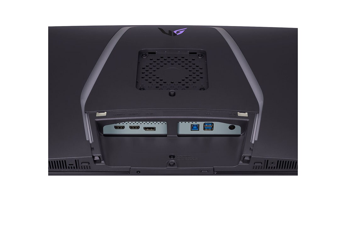 LG Monitor para juegos OLED UltraGear™ de 32'' con modo dual y sonido de píxel, Zoomed-in rear view with lights off, 32GS95UE-B, thumbnail 11