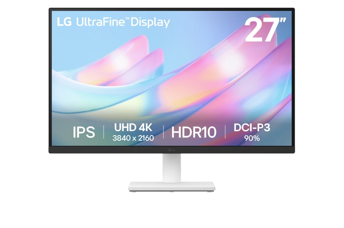 LG Monitor LG IPS 4K UHD UltraFine™ de 27'', front view, 27US500-W
