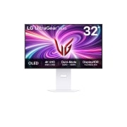 LG Monitor gaming UltraGear™ OLED de modo dual de 32'' | 4K UHD, 0,03 ms (GtG), DisplayHDR True Black 400, front view, 32GS95UV-W, thumbnail 1