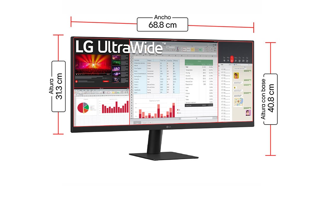 LG Monitor LG UltraWide 29'' WFHD 100Hz IPS compacto para tu espacio, Vista lateral inclinada +15°, 29U511A-B, thumbnail 3