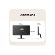 LG 25-inch UltraGear™ G5, 200Hz FHD Gaming Monitor, Front and side views of a gaming monitor illustrating its overall dimensions and profile design., 25G523B-B, thumbnail 12