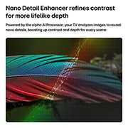 LG Smart TV LG NANO 4K UHD AI NU85 de 43 pulgadas 2026, LG NANO 4K UHD AI NU85 con Nano Detail Enhancer muestra una imagen de pluma, impulsada por el procesador alpha AI que detecta texturas finas para mejorar el contraste y la profundidad y ofrecer una im, 43NU850BPSA, thumbnail 3