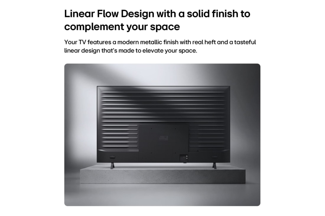 LG 75'' NANO 4K UHD AI NU85 Smart TV 2026, LG NANO 4K UHD AI NU85 se muestra desde atrás, revelando un panel trasero metálico con crestas horizontales espaciadas uniformemente que crean un aspecto limpio y estructurado y enfatizan el diseño de, 75NU850BPSA, thumbnail 13