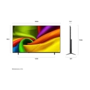 LG 75'' NANO 4K UHD AI NU85 Smart TV 2026, La imagen frontal y lateral del LG NANO 4K UHD AI NU85 muestra una pantalla de 75 pulgadas con una anchura de 1669 mm, una altura de 963 mm, una altura con soporte de 1026 mm, un grosor de 72.1 mm y u, 75NU850BPSA, thumbnail 2