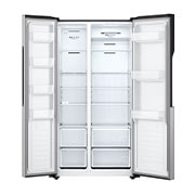 LG Refrigeradora Side by Side 18pᶟ Inverter Pantalla Led Táctil Platinum Silver, Vista Frontal Abierta y Vacía de la Refrigeradora LG GS51BPP, GS51BPP, thumbnail 6