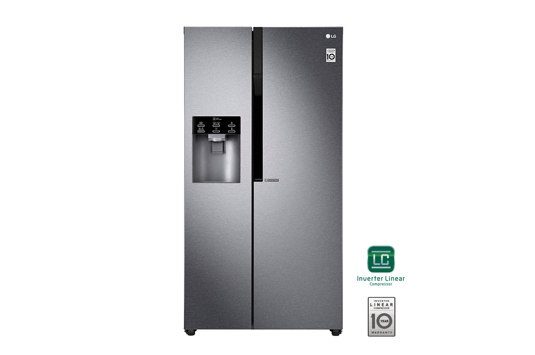 LG 24 pᶟ |Side by Side|Moist Balance Crisper™ |Compresor linear inverter| Dark Graphite Steel |Smart Diagnosis™ (Neto: 21 pᶟ), LS63SPGK