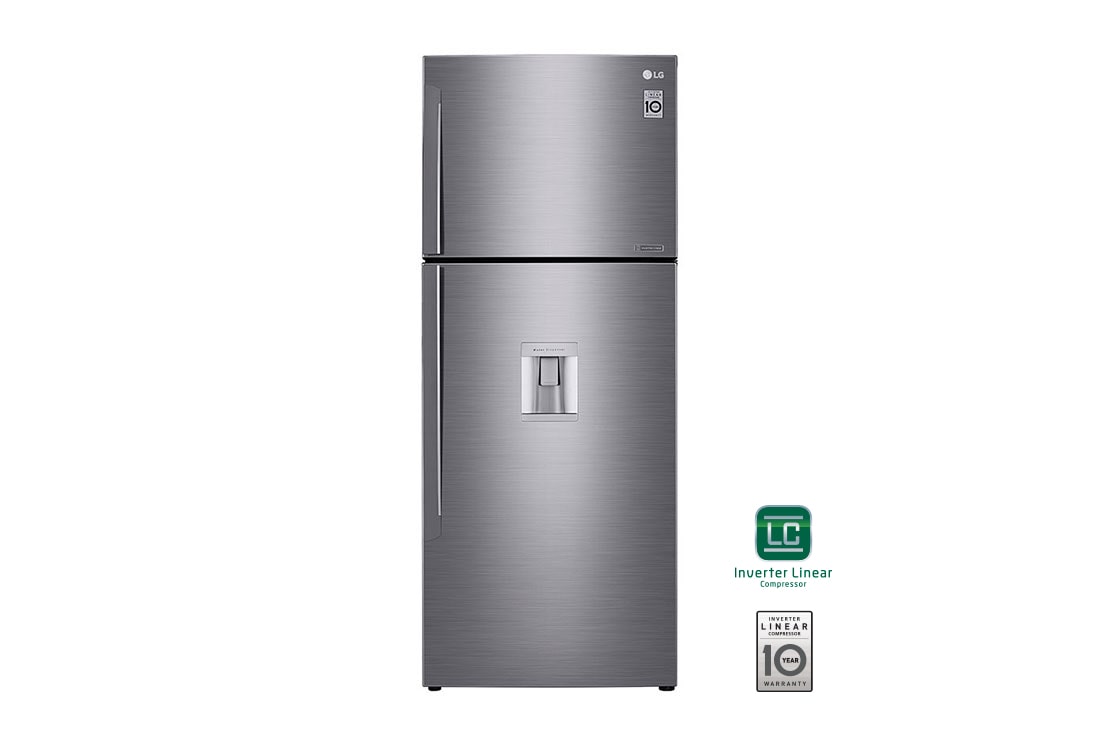 LG 17 pᶟ |Top Freezer |Dispensador de Agua |Compresor linear inverter |Platinum silver |Smart Diagnosis™ , LT47WGP