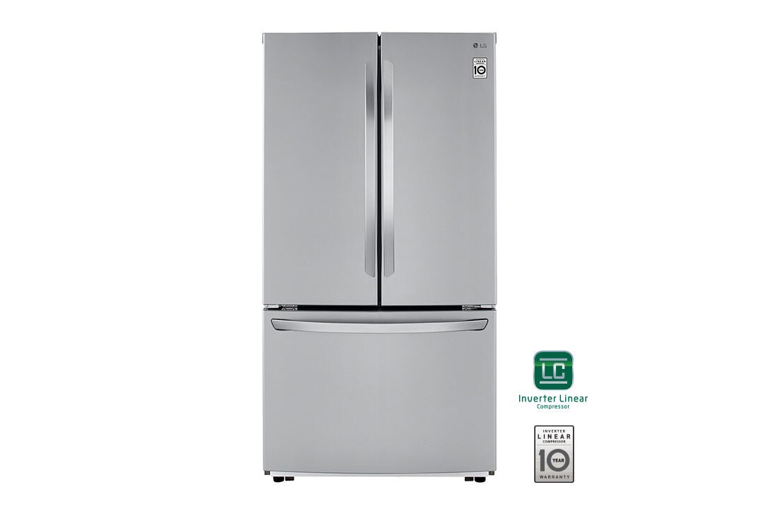 LG Refrigeradora French Door 30.8pᶟ (Gross) / 24.6 (Net) Door Cooling+™ Compresor Linear Inverter Stainlees Steel ThinQ™, GM78BGS