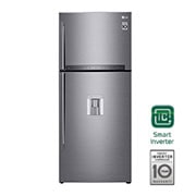 LG Refrigeradora Top Freezer 17pᶟ (Gross) / 16pᶟ (Net) Smart Inverter Acero Brillante ThinQ™, font view, GT47SGP, thumbnail 1