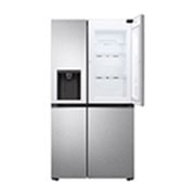 LG Refrigeradora Side by Side 22.5pᶟ (Net) / 23.8pᶟ (Gross) Door-in-Door™ Dispensador UVnano™ ThinQ™, vista frontal derecha abierta con alimentos, LS66SDS, thumbnail 9