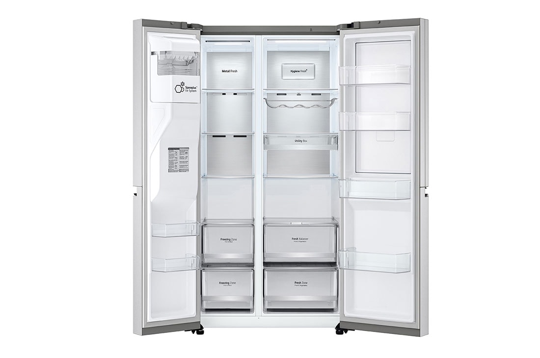 LG Refrigeradora Side by Side 23.8pᶟ (Gross) / 21.6pᶟ (Net) LG LS66SDN UVnano™ Linear Inverter, vista frontal abierta, LS66SDN, thumbnail 8