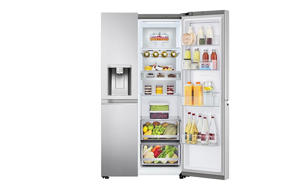 LG Refrigeradora Side by Side 23.8pᶟ (Gross) / 21.6pᶟ (Net) LG LS66SDN UVnano™ Linear Inverter, vista de comida abierta delantera derecha, LS66SDN, thumbnail 10