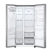 LG Refrigeradora Side by Side 23.8pᶟ (Gross) / 21.6pᶟ (Net)  LINEARCooling™ Multi Air Flow™ ThinQ™ Platinum Silver , vista frontal derecha abierta, LS65WDPK, thumbnail 10