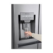 LG Refrigeradora Side by Side 23.8pᶟ (Gross) / 21.6pᶟ (Net)  LINEARCooling™ Multi Air Flow™ ThinQ™ Platinum Silver , vista frontal del dispensador, LS65WDPK, thumbnail 4
