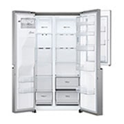 LG Refrigeradora Side by Side 23.8pᶟ (Gross) / 21.6pᶟ (Net)  LINEARCooling™ Multi Air Flow™ ThinQ™ Platinum Silver , vista frontal abierta, LS65WDPK, thumbnail 6