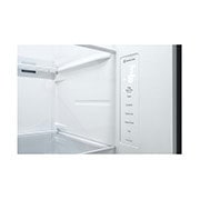 LG Refrigeradora Side by Side 23.8pᶟ (Gross) / 21.6pᶟ (Net)  LINEARCooling™ Multi Air Flow™ ThinQ™ Platinum Silver , vista de comida abierta delantera derecha, LS65WDPK, thumbnail 9