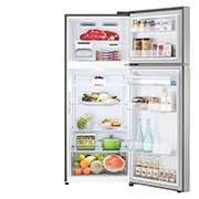 LG Refrigeradora Top Freezer 10pᶟ (Gross) /  9pᶟ (Net) Silver con Dispensador de Agua Door Cooling+™ , front open view with food stored, VT29WPP, thumbnail 2