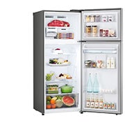 LG Refrigeradora Top Freezer 10pᶟ (Gross) /  9pᶟ (Net) Silver con Dispensador de Agua Door Cooling+™ , open view with food stored, VT29WPP, thumbnail 9