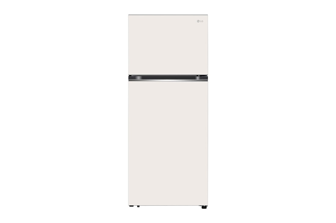LG Refrigeradora Top Freezer 13.2pᶟ (Net) / 14 cuft (Gross) LG Smart Inverter Compressor™ LINEARCooling™ Puerta Nature Beige, front view, VT38BPB
