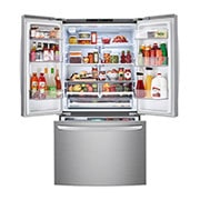 LG Refrigeradora French Door 29p³ (NET) /30p³ (Gross) LG GM78BGP Smart Inverter Multi Air Flow™, font view with content , GM78BGP, thumbnail 2