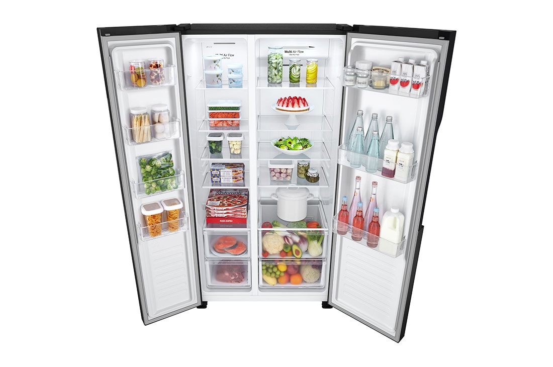 LG Refrigeradora Side by Side 18p³ (Gross) / 18p³ (Net)  Multi Air Flow Inverter Compressor Total , Comida abierta con perspectiva derecha, GS51MPD, thumbnail 9
